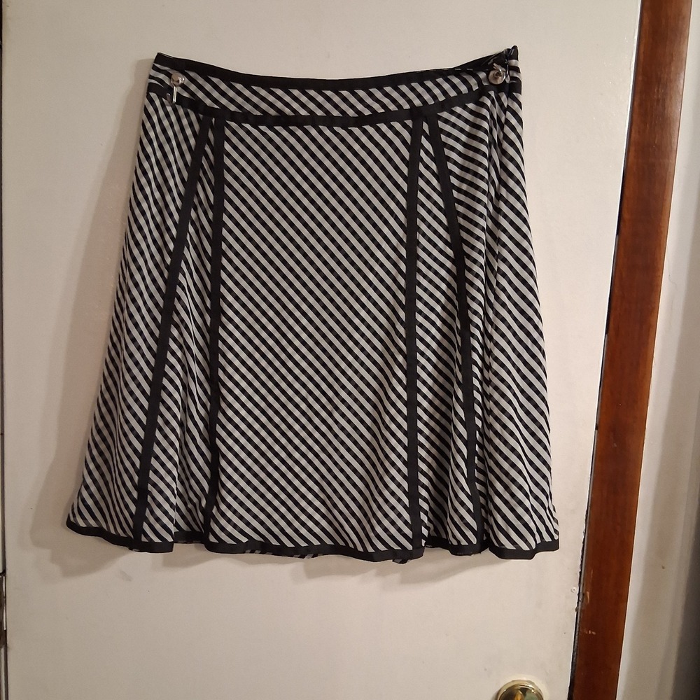 Vtg 90s Skirt Black White Checked Darts Twirl Flair Susan Bristol NOS NWT‎ 14